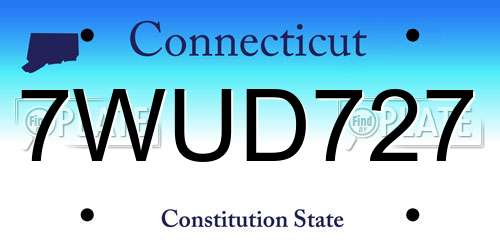 7WUD727 Connecticut License Plate