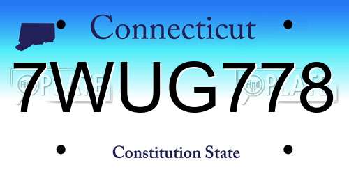 7WUG778 Connecticut License Plate