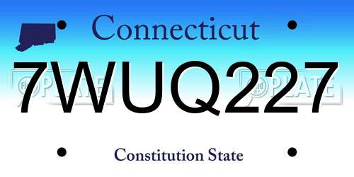 7WUQ227 Connecticut License Plate