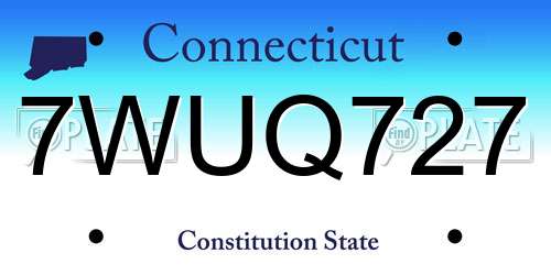 7WUQ727 Connecticut License Plate
