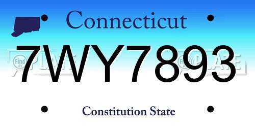 7WY7893 Connecticut License Plate