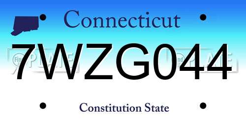 7WZG044 Connecticut License Plate