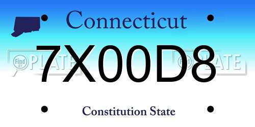 7X00D8 Connecticut License Plate