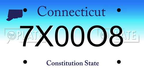 7X00O8 Connecticut License Plate