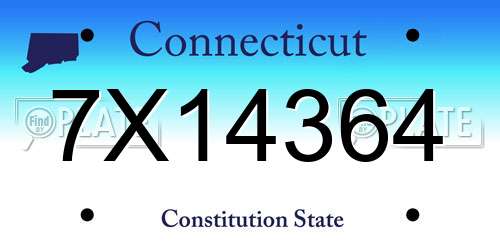 7X14364 Connecticut License Plate