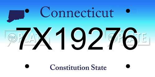7X19276 Connecticut License Plate