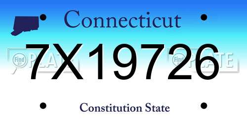 7X19726 Connecticut License Plate