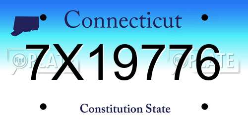 7X19776 Connecticut License Plate