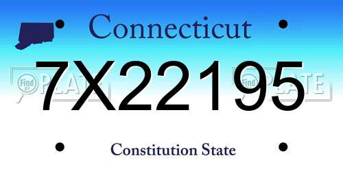 7X22195 Connecticut License Plate