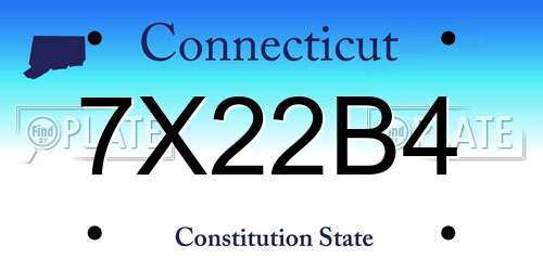 7X22B4 Connecticut License Plate