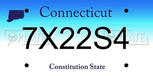 7X22S4 Connecticut License Plate