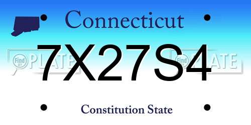 7X27S4 Connecticut License Plate
