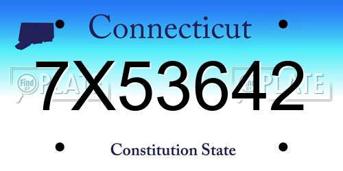 7X53642 Connecticut License Plate
