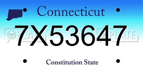 7X53647 Connecticut License Plate