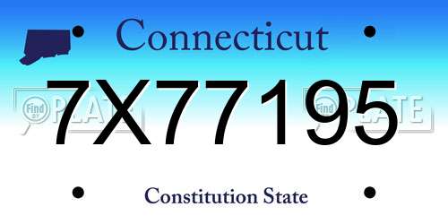 7X77195 Connecticut License Plate
