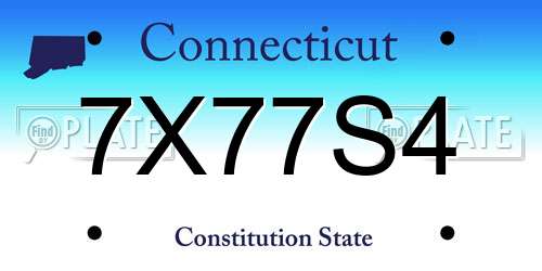 7X77S4 Connecticut License Plate