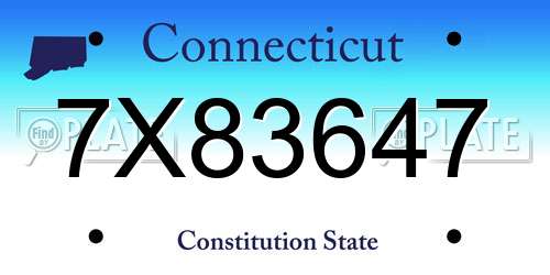 7X83647 Connecticut License Plate