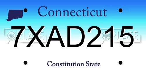 7XAD215 Connecticut License Plate