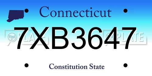 7XB3647 Connecticut License Plate