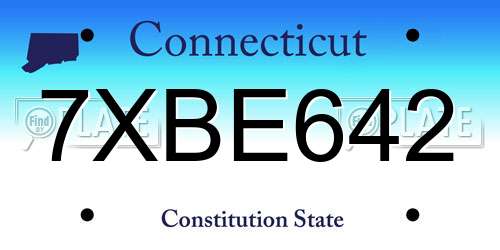 7XBE642 Connecticut License Plate