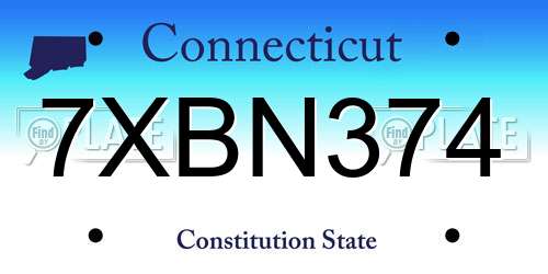 7XBN374 Connecticut License Plate
