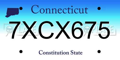 7XCX675 Connecticut License Plate