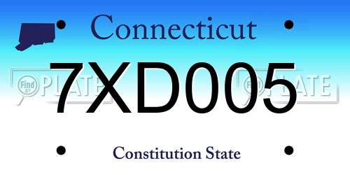 7XD005 Connecticut License Plate