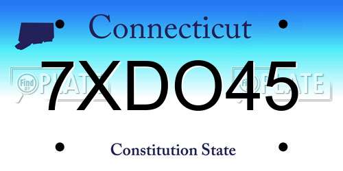 7XDO45 Connecticut License Plate
