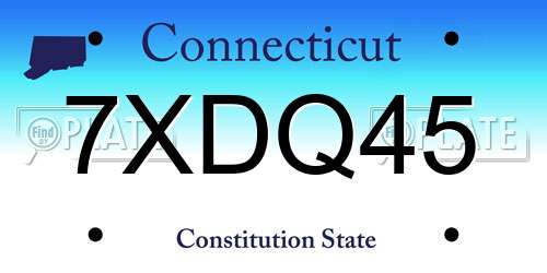 7XDQ45 Connecticut License Plate