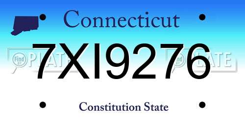 7XI9276 Connecticut License Plate