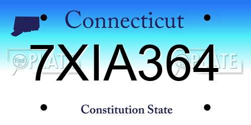 7XIA364 Connecticut License Plate
