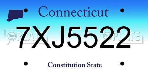 7XJ5522 Connecticut License Plate