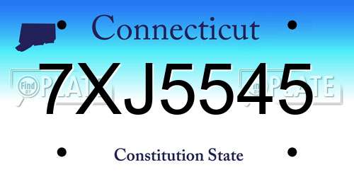 7XJ5545 Connecticut License Plate