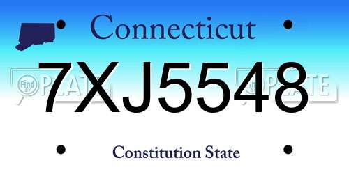 7XJ5548 Connecticut License Plate
