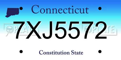 7XJ5572 Connecticut License Plate