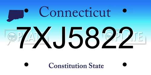 7XJ5822 Connecticut License Plate