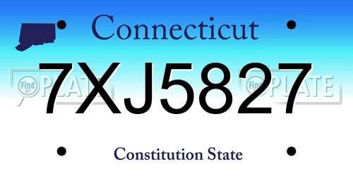 7XJ5827 Connecticut License Plate
