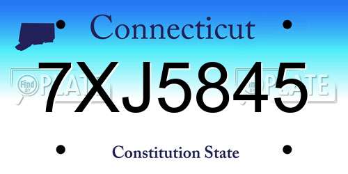 7XJ5845 Connecticut License Plate