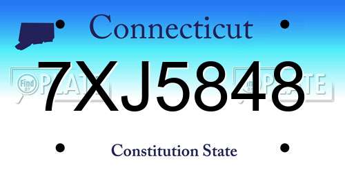 7XJ5848 Connecticut License Plate
