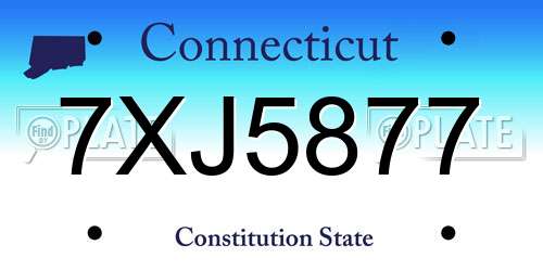 7XJ5877 Connecticut License Plate