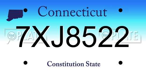 7XJ8522 Connecticut License Plate