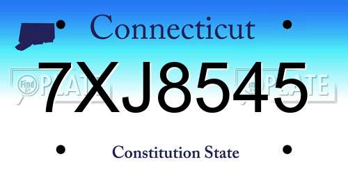 7XJ8545 Connecticut License Plate