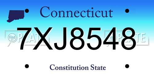 7XJ8548 Connecticut License Plate