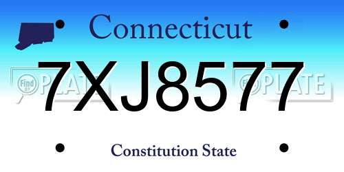 7XJ8577 Connecticut License Plate