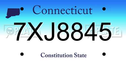 7XJ8845 Connecticut License Plate