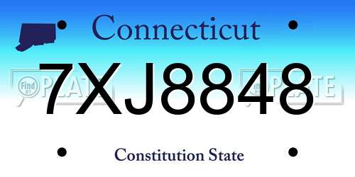 7XJ8848 Connecticut License Plate
