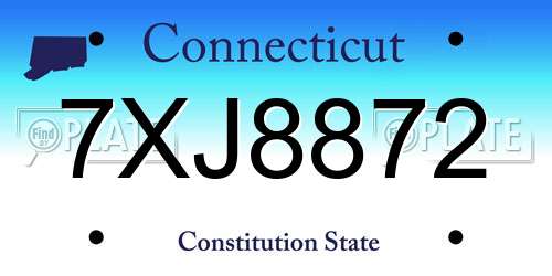7XJ8872 Connecticut License Plate
