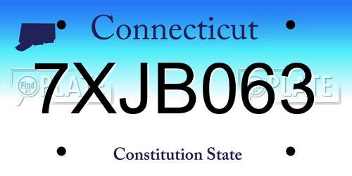 7XJB063 Connecticut License Plate