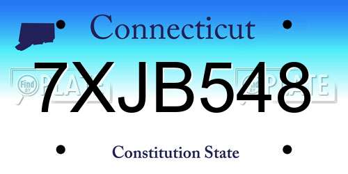 7XJB548 Connecticut License Plate