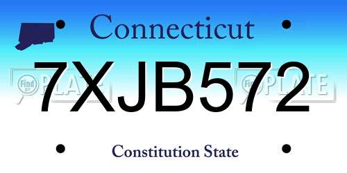 7XJB572 Connecticut License Plate